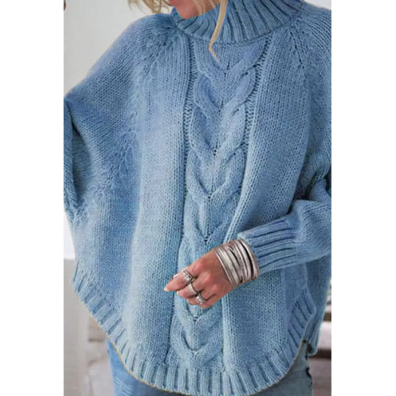 Gemütlicher, eleganter, übergroßer Zopfmuster-Pullover für Damen