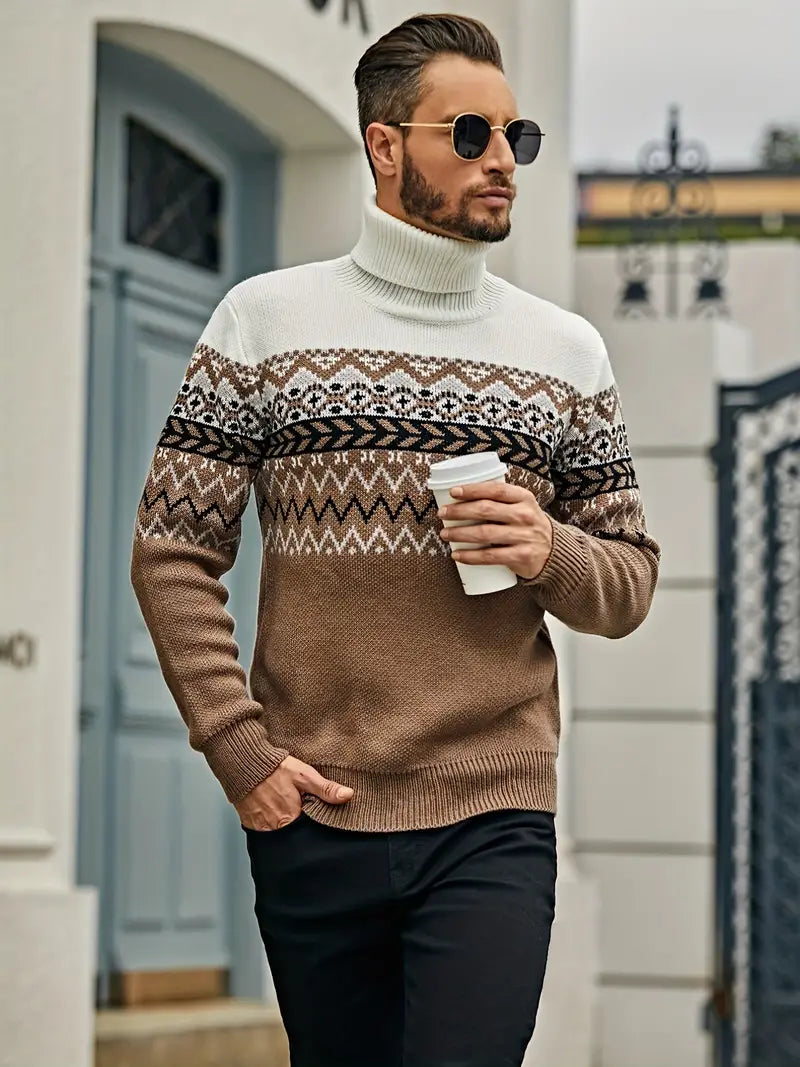 Lässiger Slim Fit Rollkragenpullover im Retro-Stil für Herren