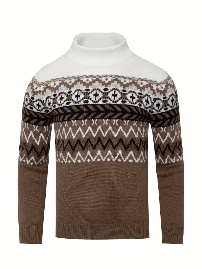 Lässiger Slim Fit Rollkragenpullover im Retro-Stil für Herren