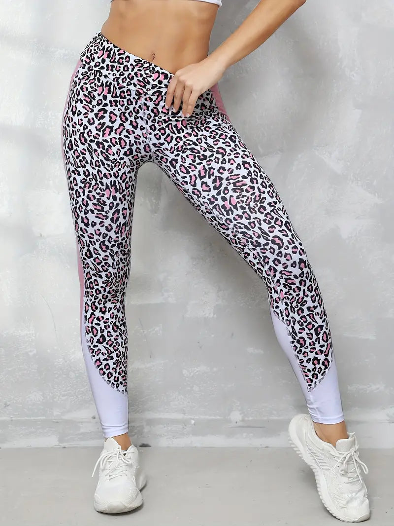 Schicke Yoga-Leggings mit Leopardenmuster und Tasche für Damen