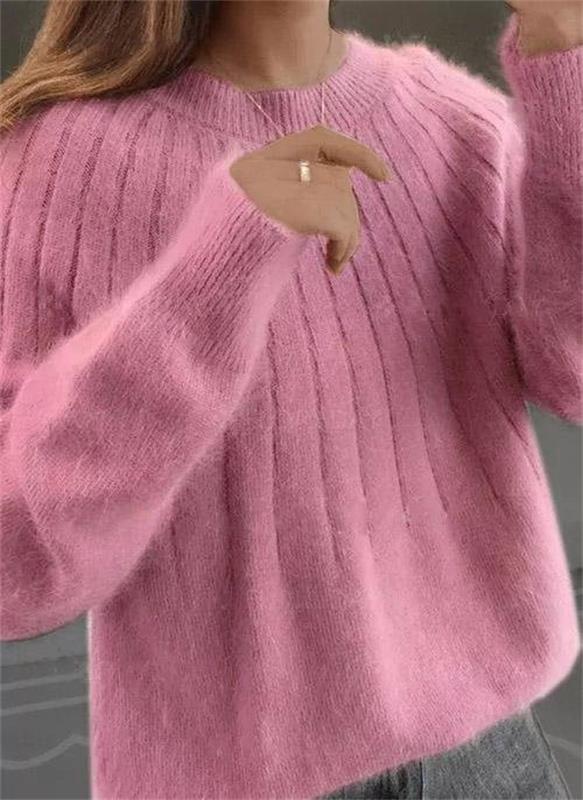 Gemütlicher, eleganter, entspannter gerippter Pullover für Damen