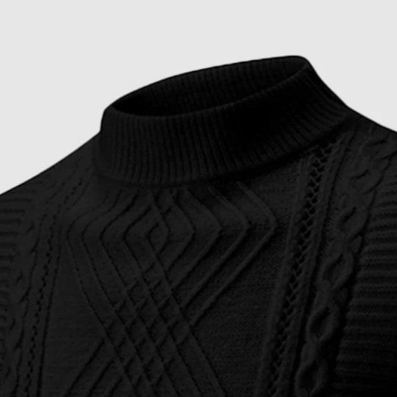 Eleganter Herren-Strickpullover mit Zopf- und Diamantmuster