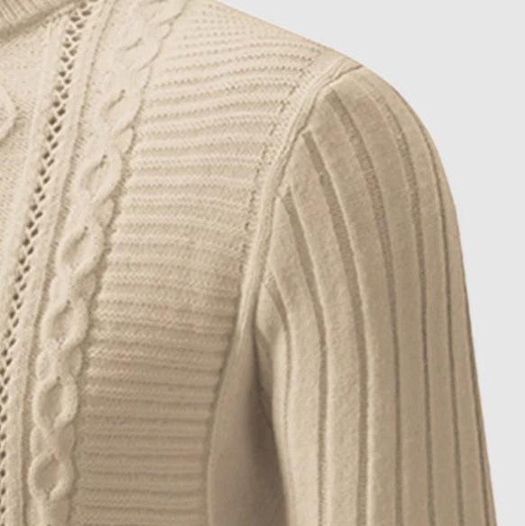 Eleganter Herren-Strickpullover mit Zopf- und Diamantmuster