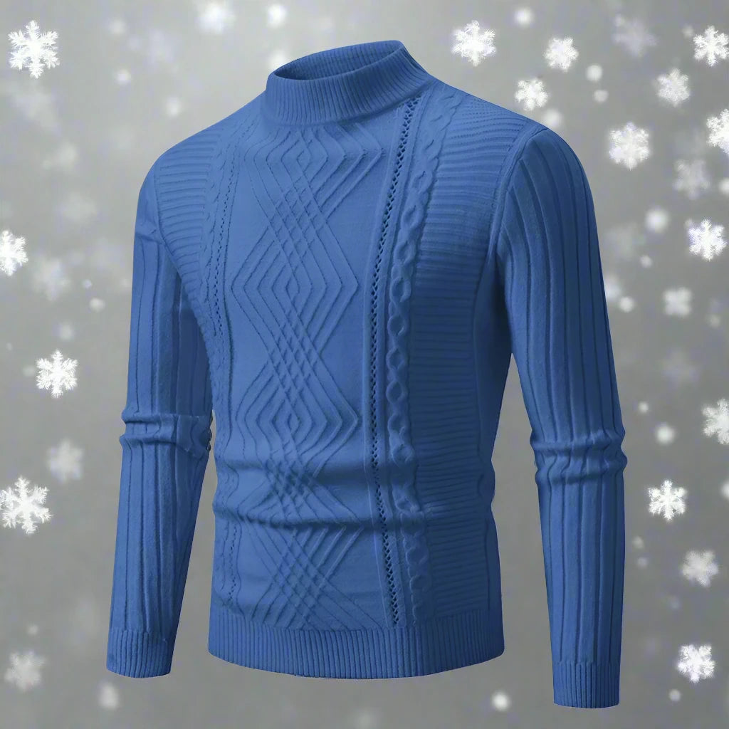 Eleganter Herren-Strickpullover mit Zopf- und Diamantmuster