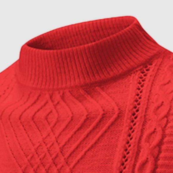 Eleganter Herren-Strickpullover mit Zopf- und Diamantmuster