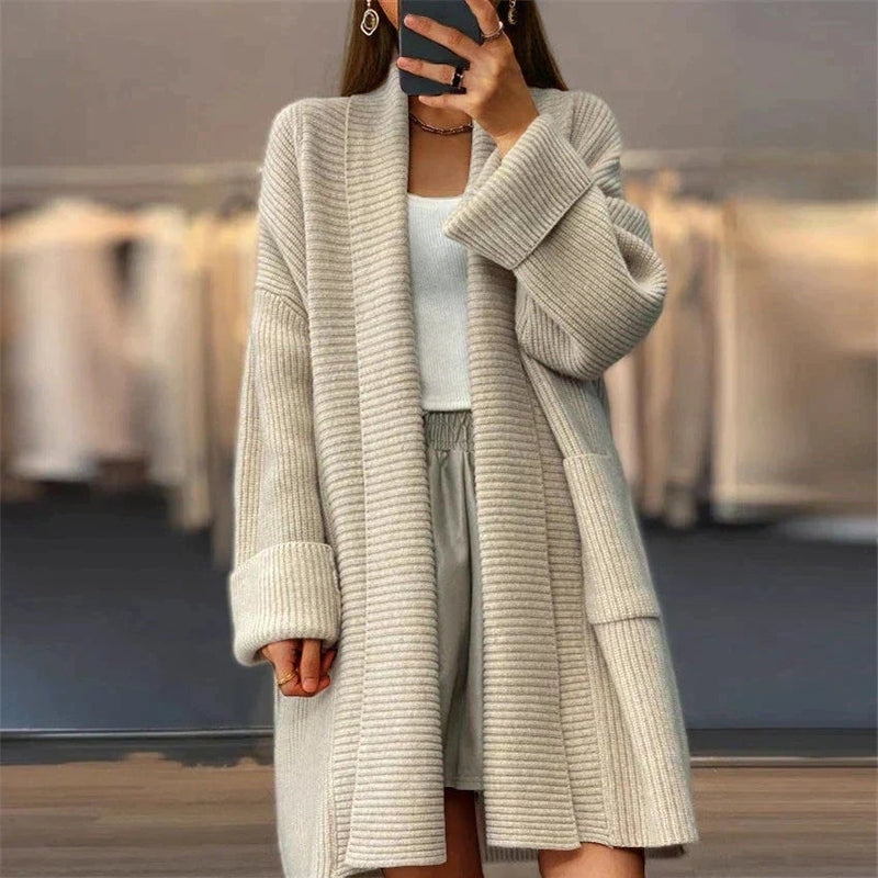 Beige Strickjacke für Damen