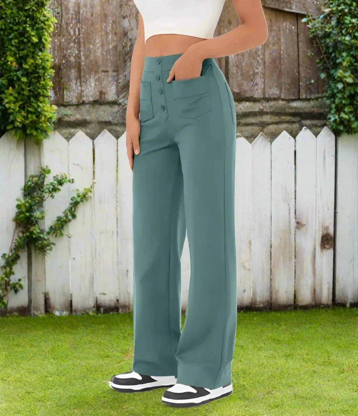 Grün high waist geschnittene Hose für damen