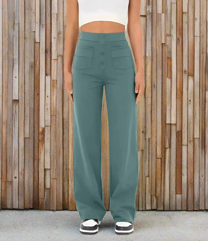 Grün high waist geschnittene Hose für damen