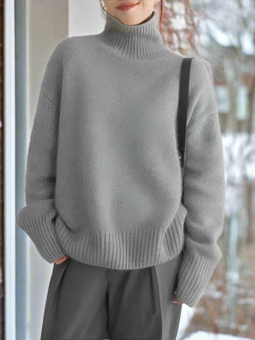 Luxuriöser Strickpullover mit Rollkragen, weich, übergroß, elegant für Damen