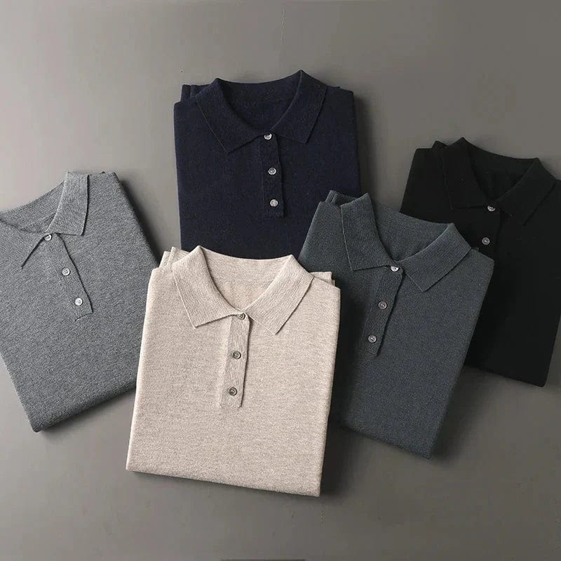 Luxuriös, Elegant, Weich Langarm-Polo für Herren