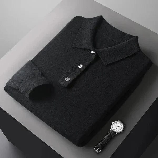 Luxuriös, Elegant, Weich Langarm-Polo für Herren