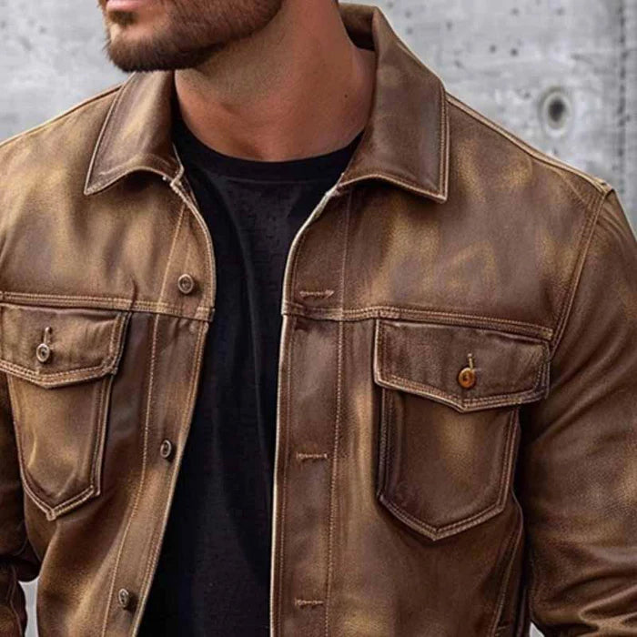 Zeitlose, langlebige, klassische Vintage-Lederjacke für Herren