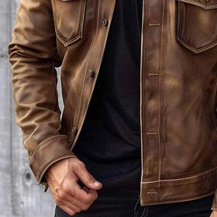 Zeitlose, langlebige, klassische Vintage-Lederjacke für Herren