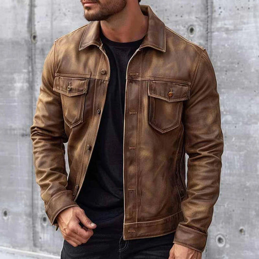 Zeitlose, langlebige, klassische Vintage-Lederjacke für Herren