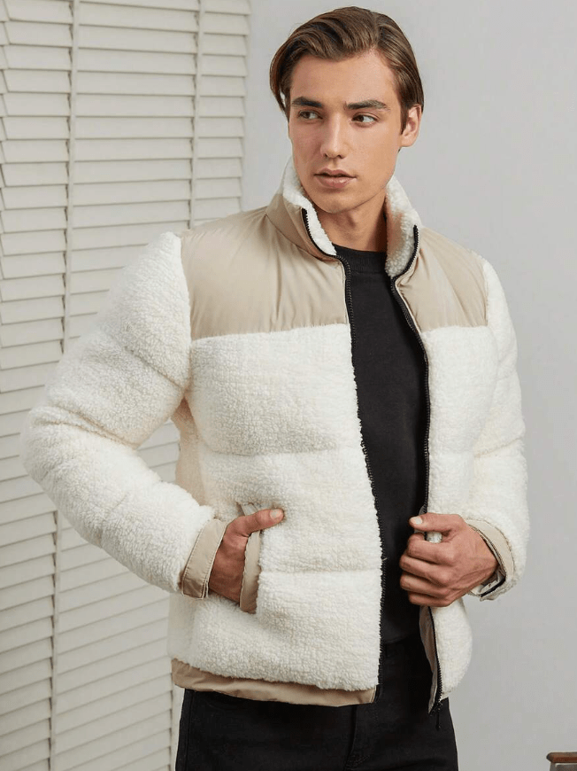 Elegante, bequeme und warme Woll-Pufferjacke für Herren