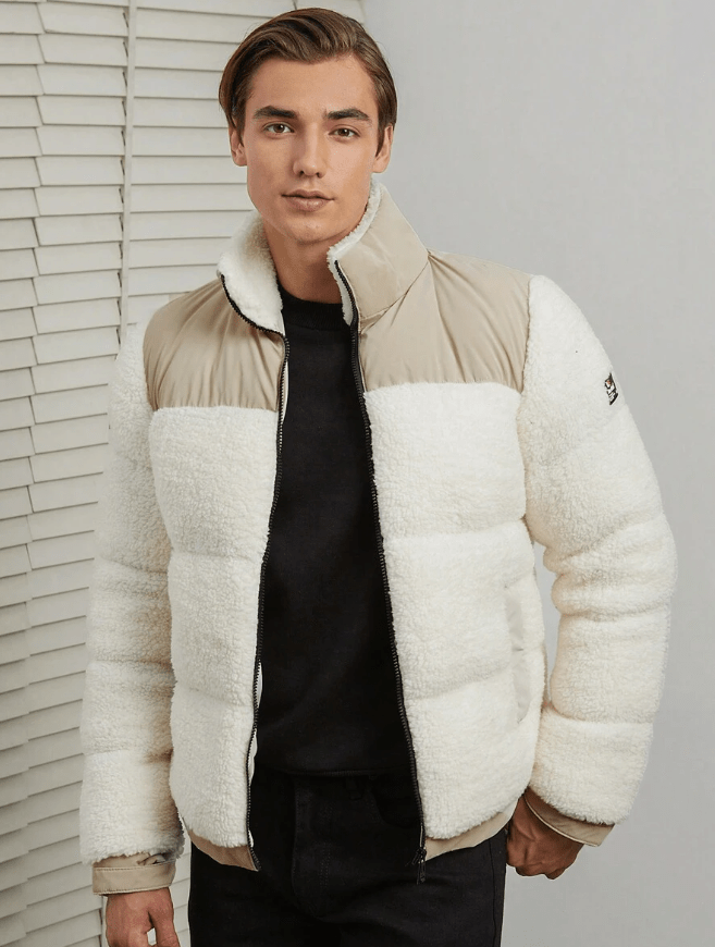 Elegante, bequeme und warme Woll-Pufferjacke für Herren