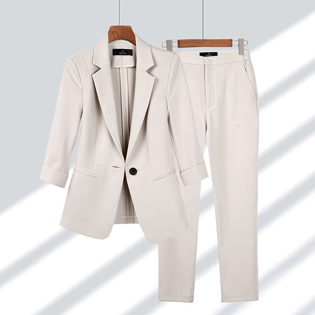 Beige elegante Anzug Set für Damen, bestehend aus einer Blazer und Hose