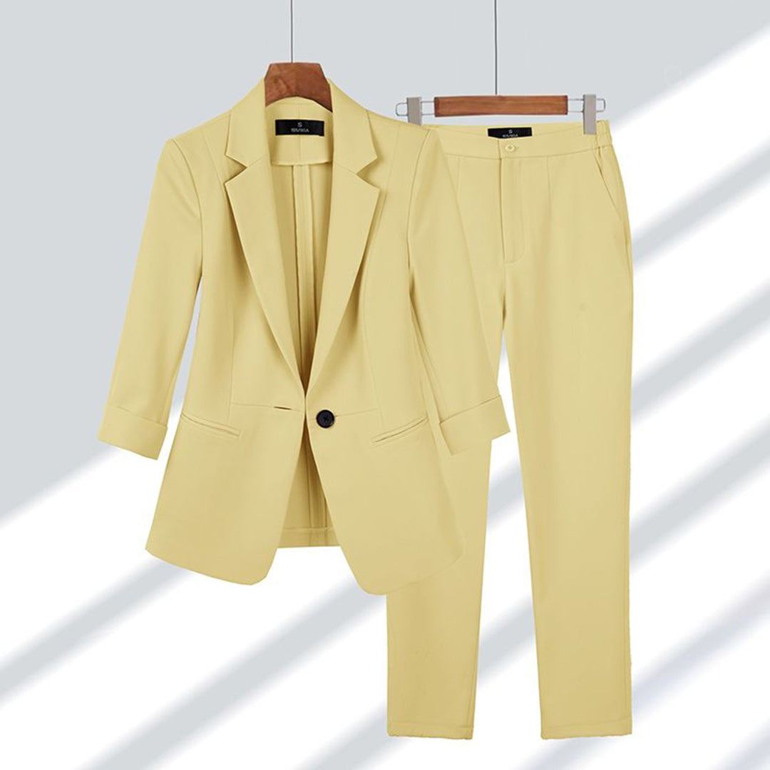 Gelb elegante Anzug Set für Damen, bestehend aus einer Blazer und Hose