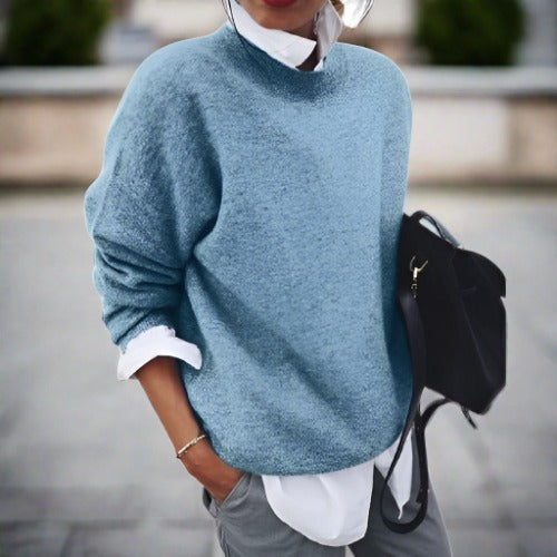 Blau weiche warme Damen Pullover