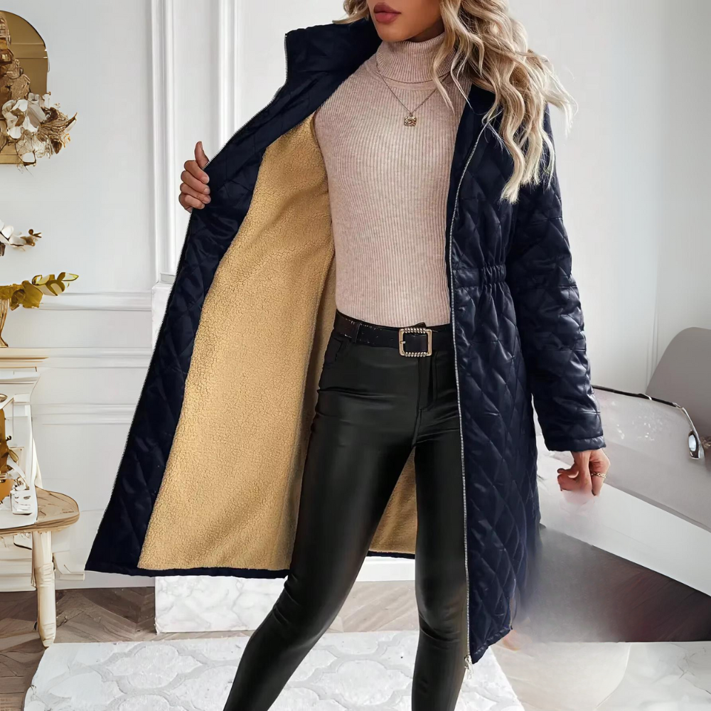 Chic Quilted Long Coat - Eleganter, Komfortabler, Vielseitig