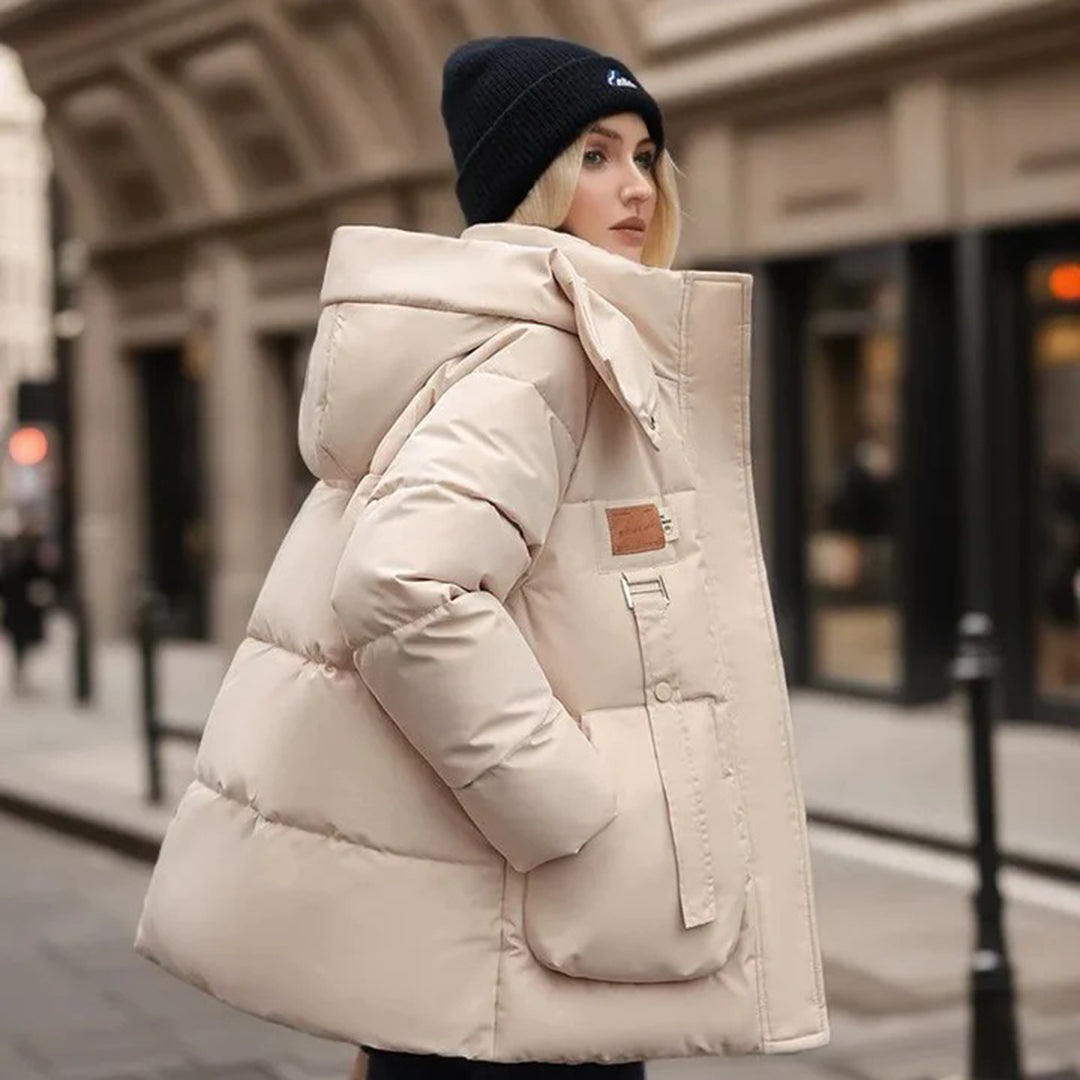 Beige gesteppten Winterjacken Damen