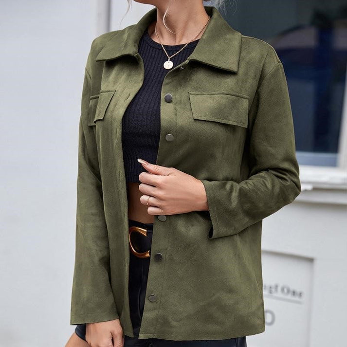 Stilvolle, elegante und maßgeschneiderte Lederjacke mit Knöpfen für Damen