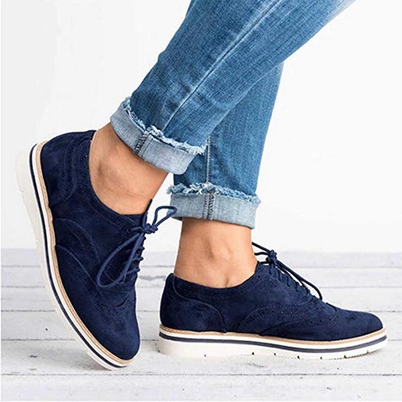 Blau Lederschuhe mit Schnürsenkeln für Damen