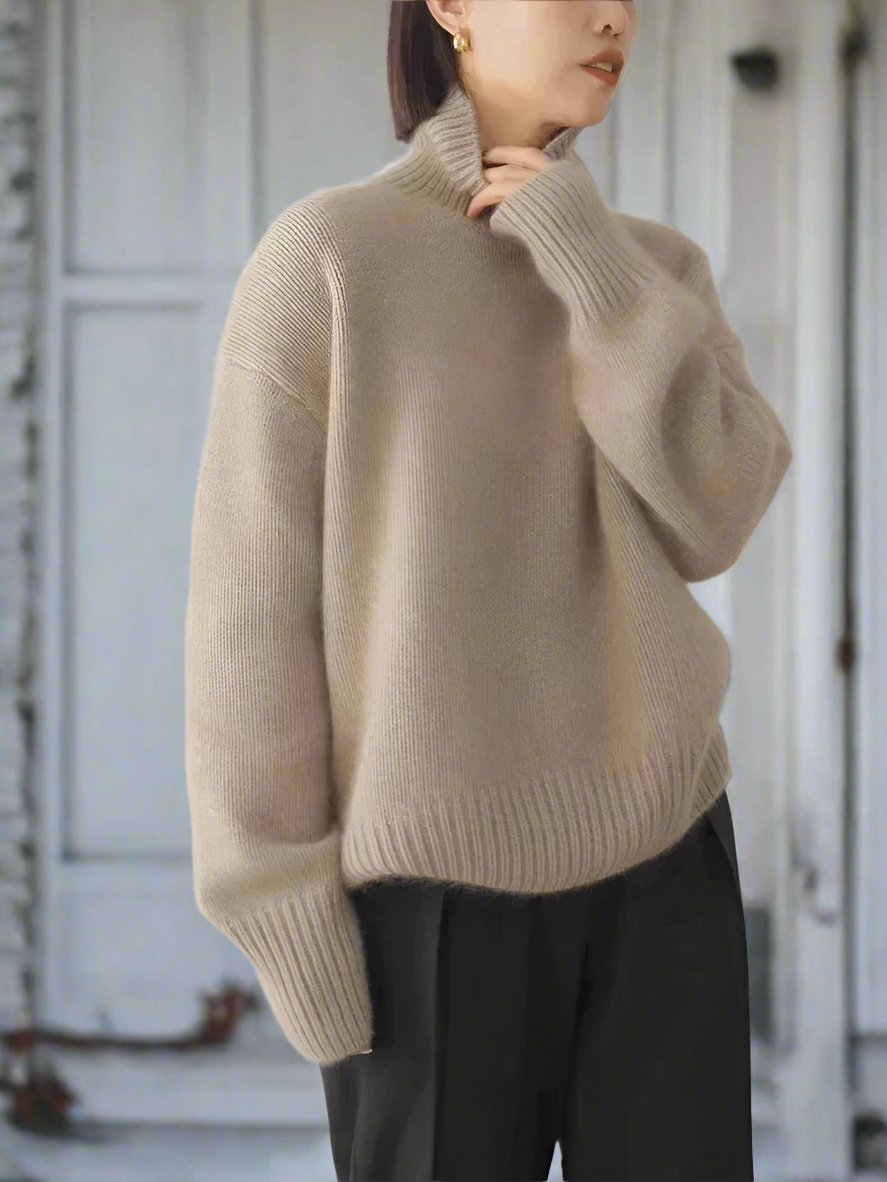 Luxuriöser Strickpullover mit Rollkragen, weich, übergroß, elegant für Damen