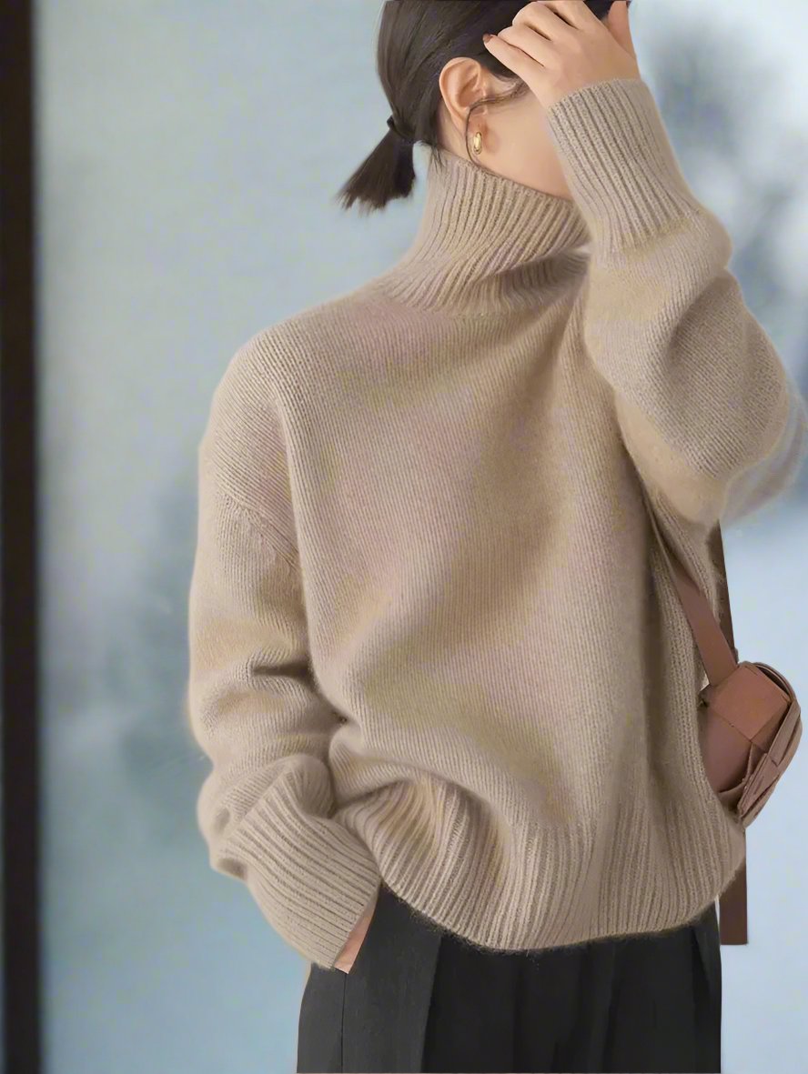 Luxuriöser Strickpullover mit Rollkragen, weich, übergroß, elegant für Damen