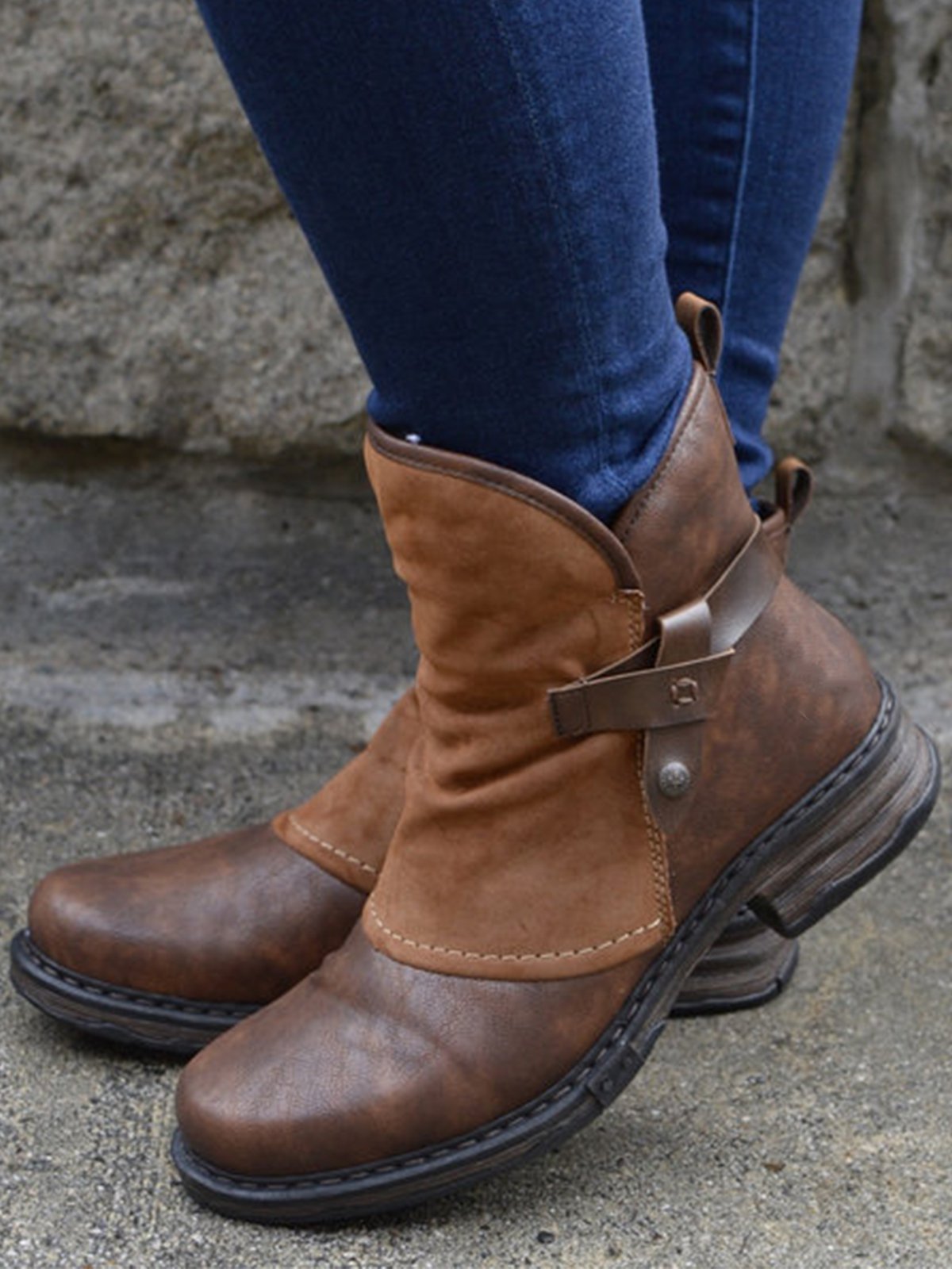 Elegante, bequeme Lederstiefel im Vintage-Stil für Damen