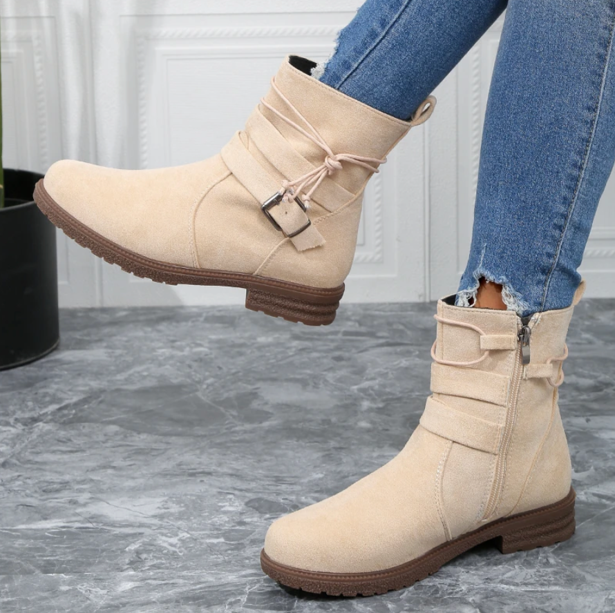 Elegante, zeitlose und bequeme Stiefel mit klassischer Schnalle für Damen