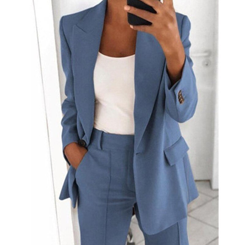 Blau anzug mit Blazer und Hose für Damen