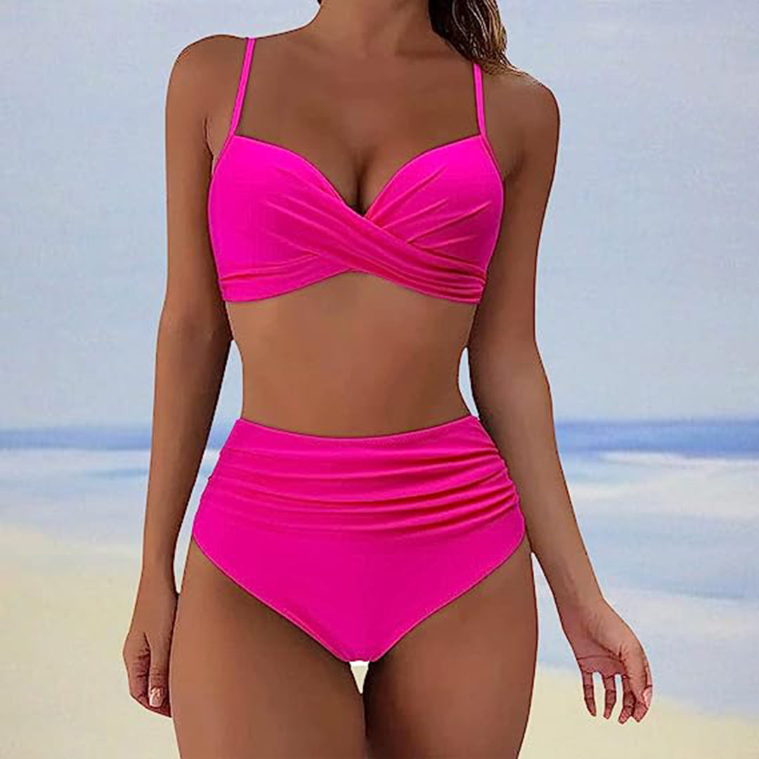 Pink high waist Bikini set damen