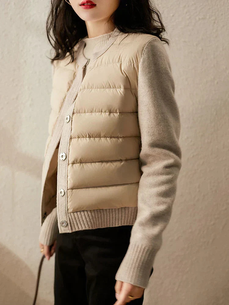 Eleganter, geschichteter, vielseitiger Puffer-Cardigan für Damen