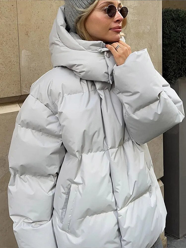 Auffällige, warme, gelbe Steppjacke für Damen