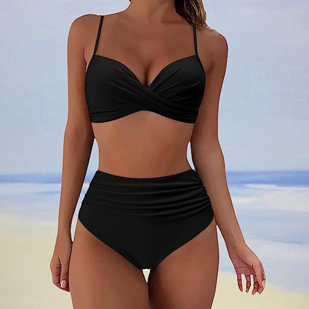 Schwarz high waist Bikini set damen