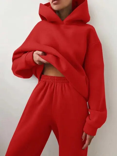 Stilvolles, minimalistisches, bequemes Winter Tracksuit Set für Damen