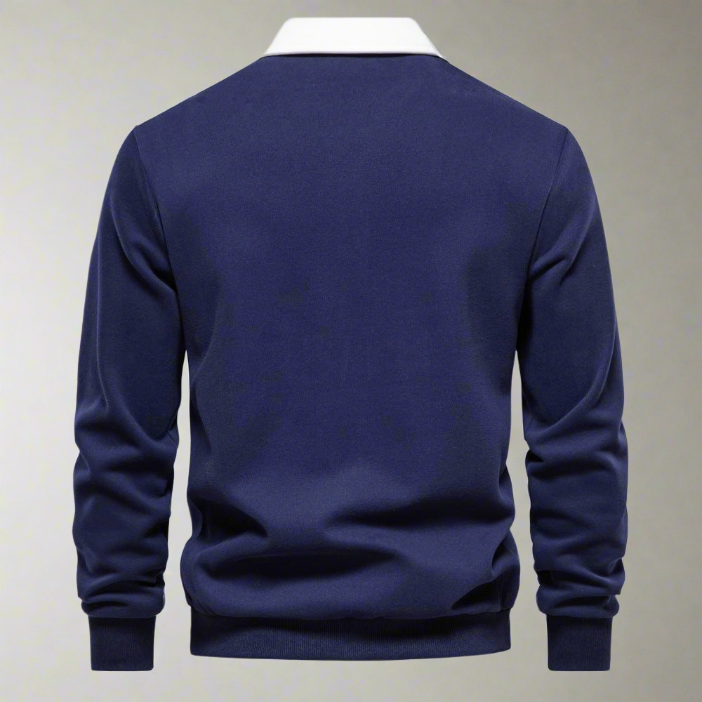 Vielseitiger klassischer Polo-Pullover mit kontrastierendem Kragen für Herren