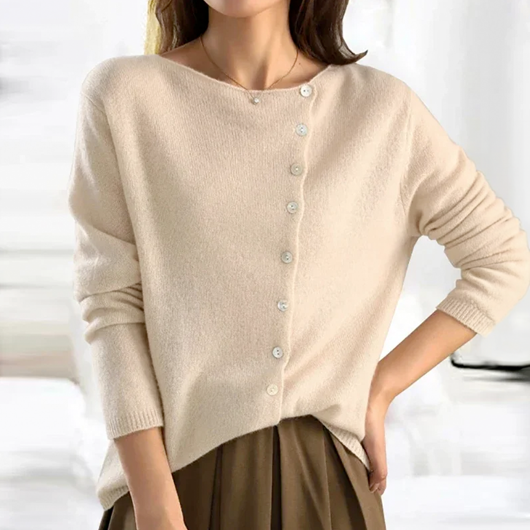 Eleganter, gemütlicher, stylischer Knopfpullover für Damen