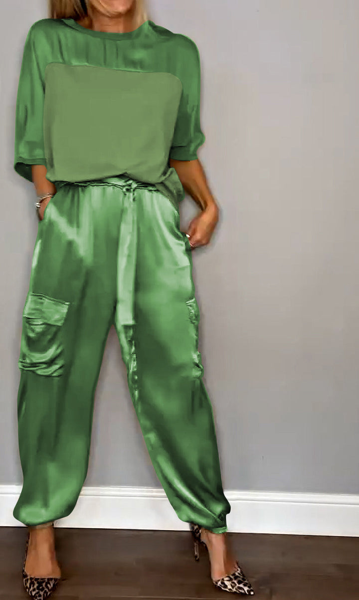 Luxuriöses, stilvolles, vielseitiges Satin-Loungewear-Set für Damen