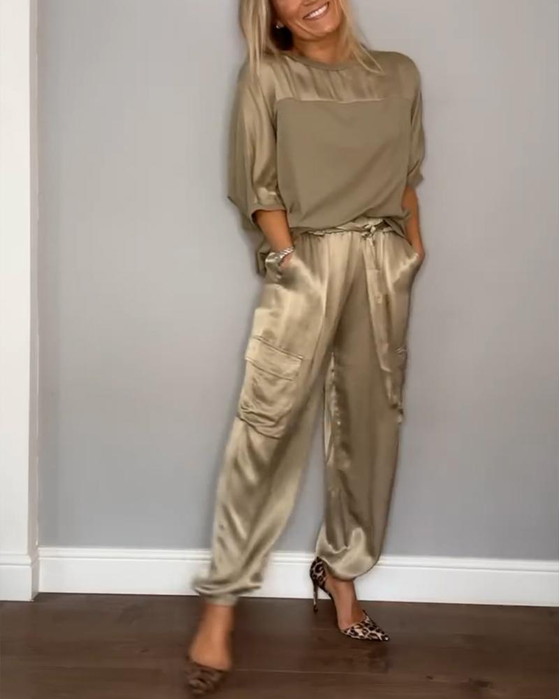 Luxuriöses, stilvolles, vielseitiges Satin-Loungewear-Set für Damen