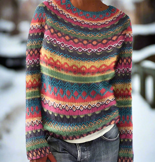 Farbenfroher, gemütlicher und stylischer Streifenpullover für Damen